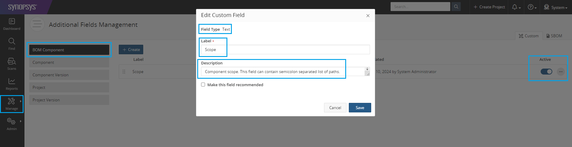 Create Language custom field